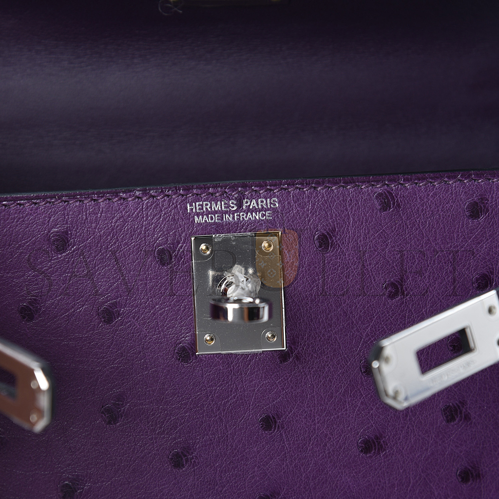 HERMÈS MASTER OSTRICH MINI KELLY II SELLIER VIOLINE (19*12*5.5cm)